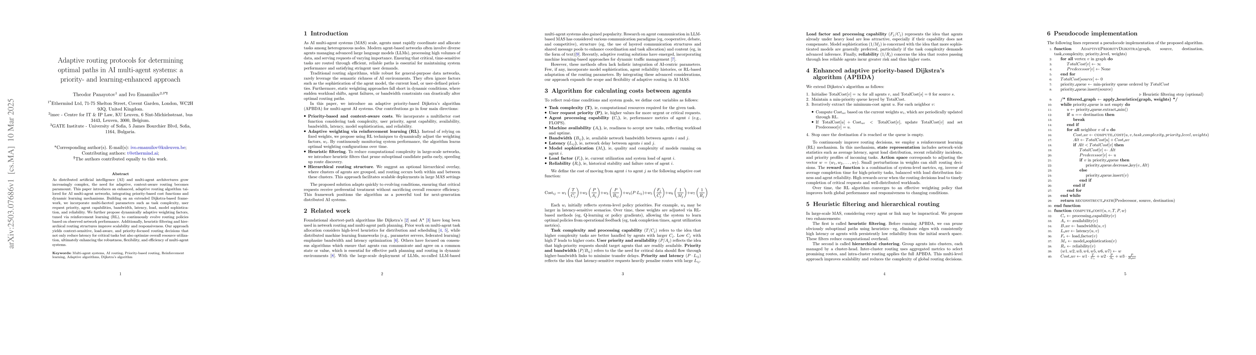 Thumbnail for Adaptive routing protocols for determining optimal paths in AI
  multi-agent systems: a priority- and learning-enhanced approach