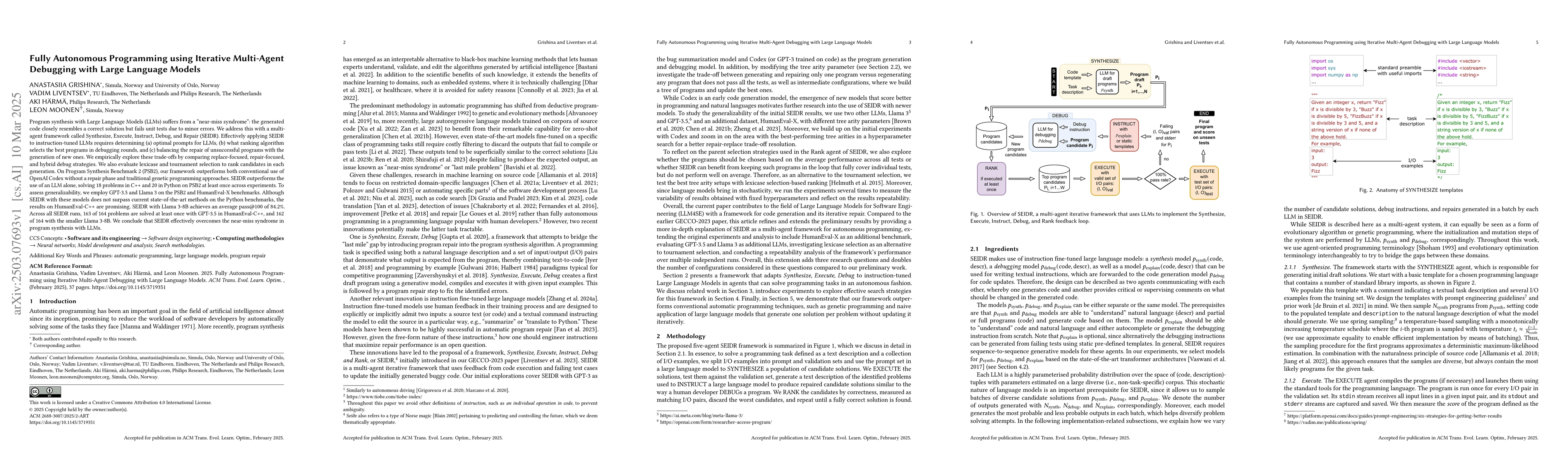Thumbnail for Fully Autonomous Programming using Iterative Multi-Agent Debugging with
  Large Language Models