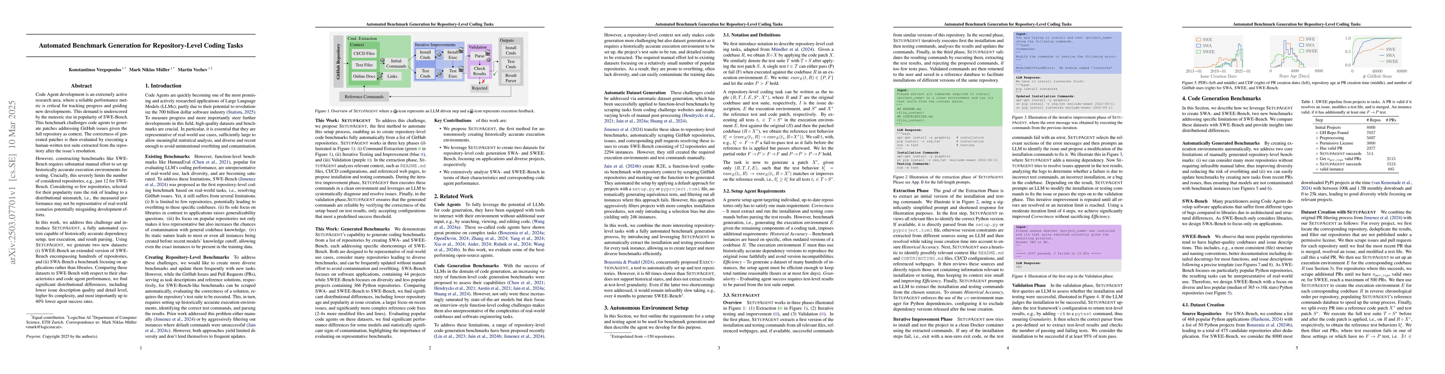 Thumbnail for Automated Benchmark Generation for Repository-Level Coding Tasks