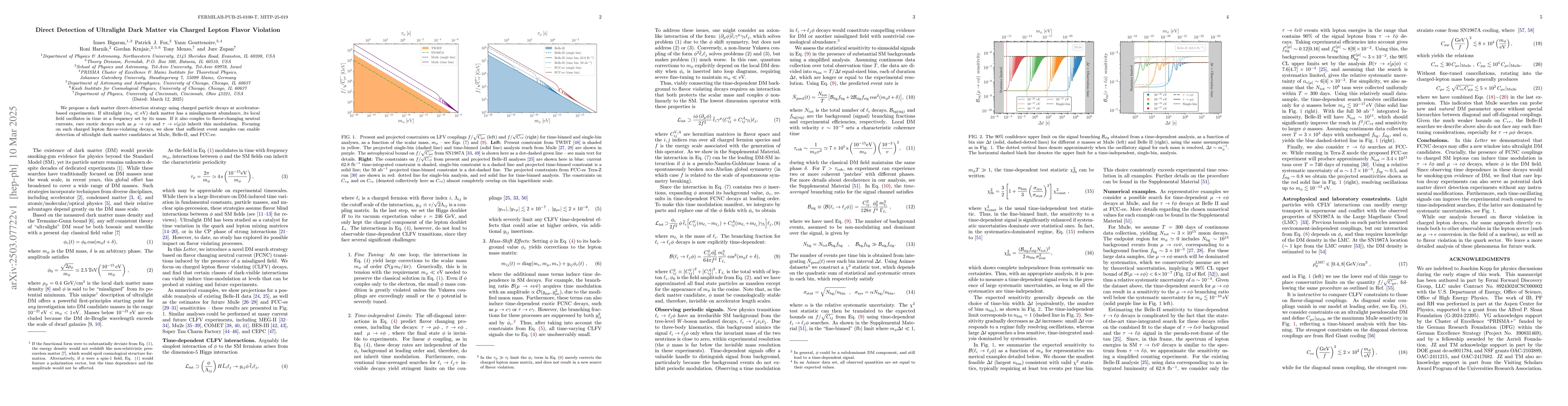 Thumbnail for Direct Detection of Ultralight Dark Matter via Charged Lepton Flavor
  Violation