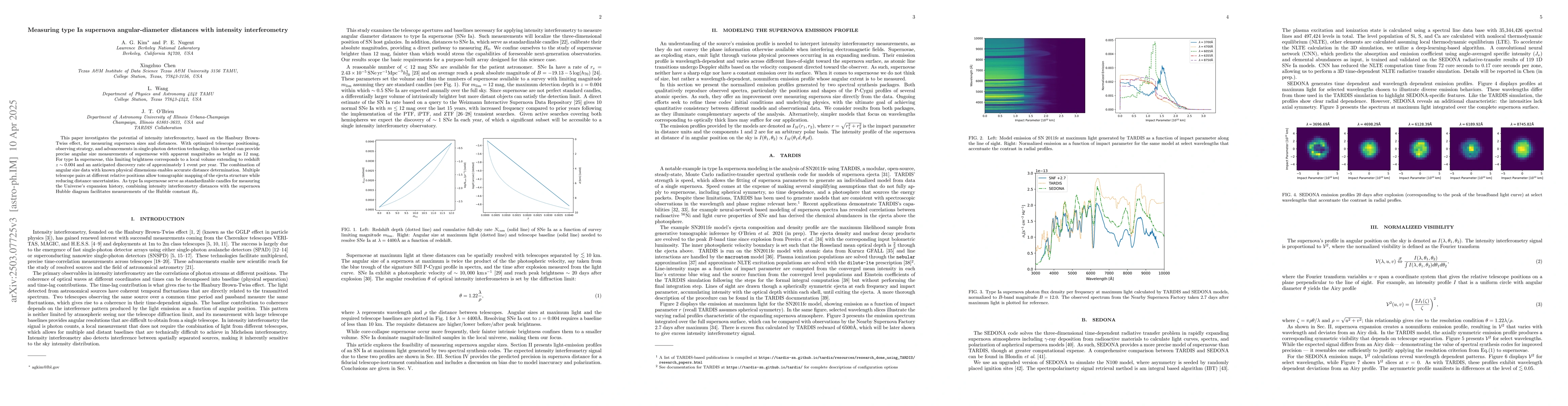 Thumbnail for Measuring Type Ia Supernova Angular-Diameter Distances with Intensity
  Interferometry