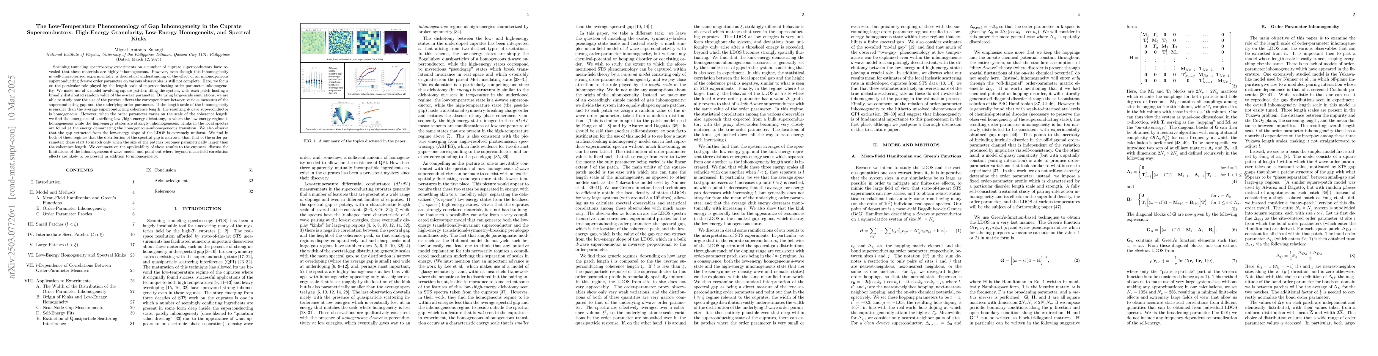 Thumbnail for The Low-Temperature Phenomenology of Gap Inhomogeneity in the Cuprate
  Superconductors: High-Energy Granularity, Low-Energy Homogeneity, and
  Spectral Kinks