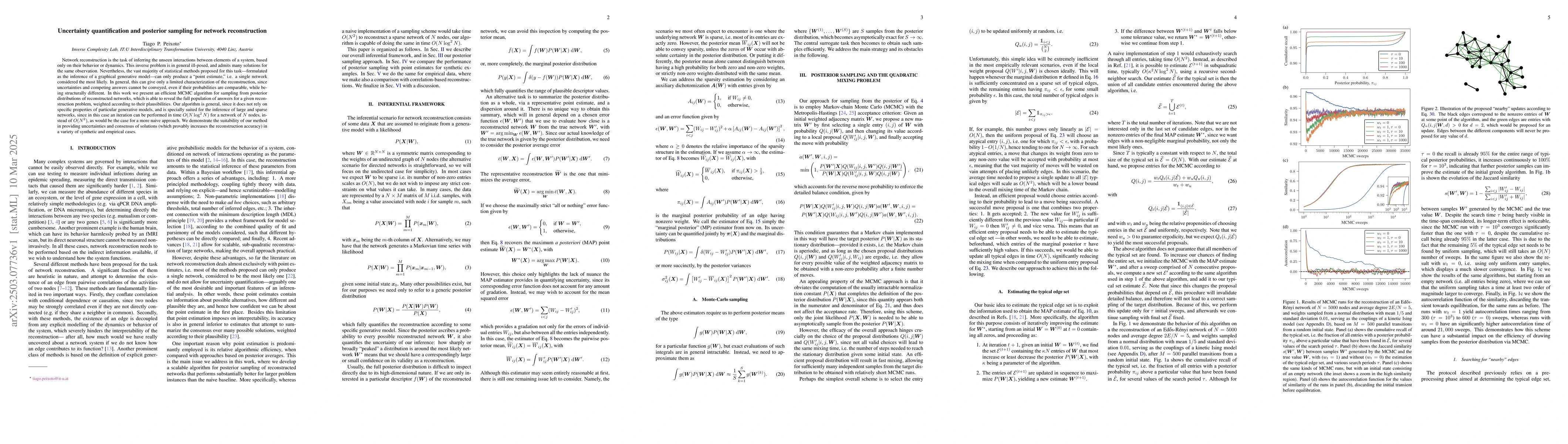 Thumbnail for Uncertainty quantification and posterior sampling for network
  reconstruction
