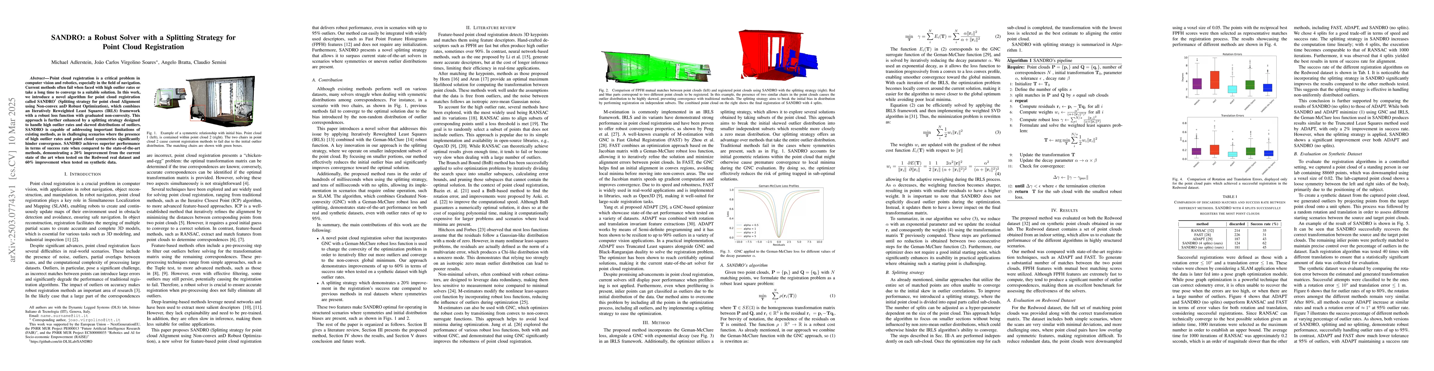 Thumbnail for SANDRO: a Robust Solver with a Splitting Strategy for Point Cloud
  Registration