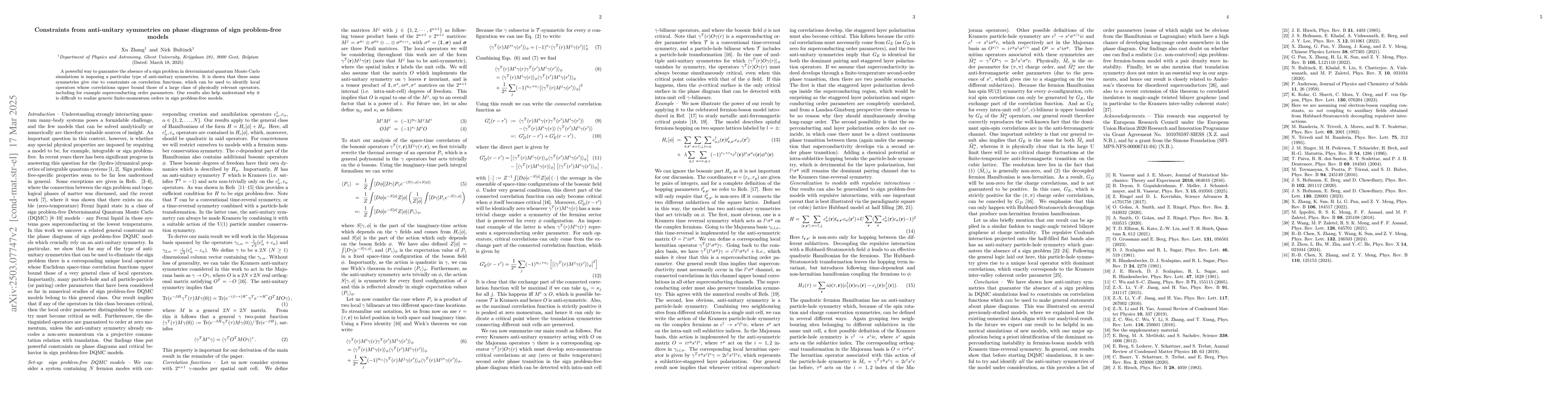 Thumbnail for Constraints from anti-unitary symmetries on phase diagrams of sign
  problem-free models