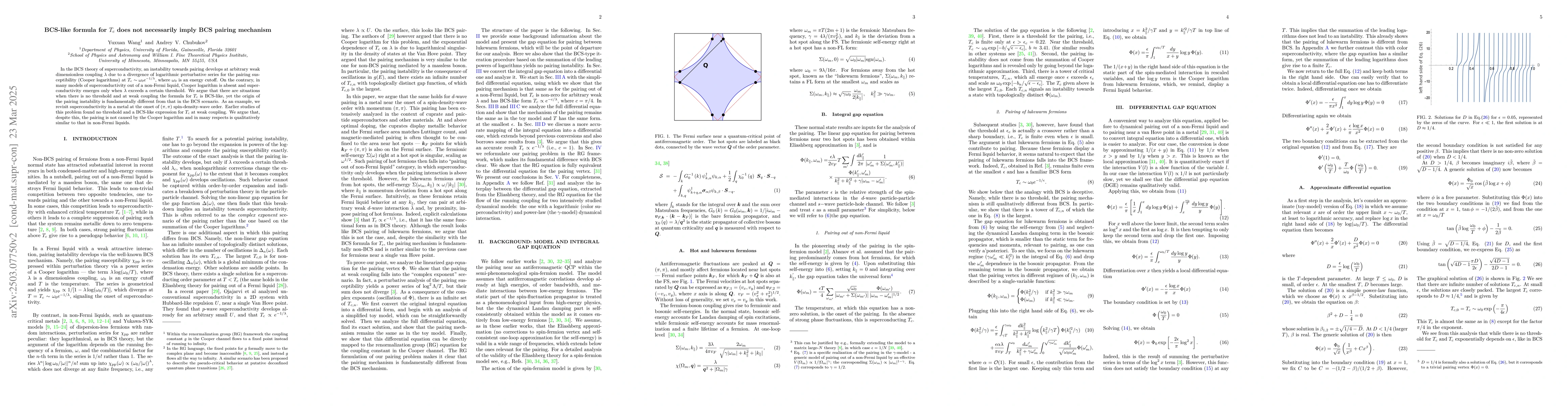 Thumbnail for BCS-like formula for $T_c$ does not necessarily imply BCS pairing
  mechanism