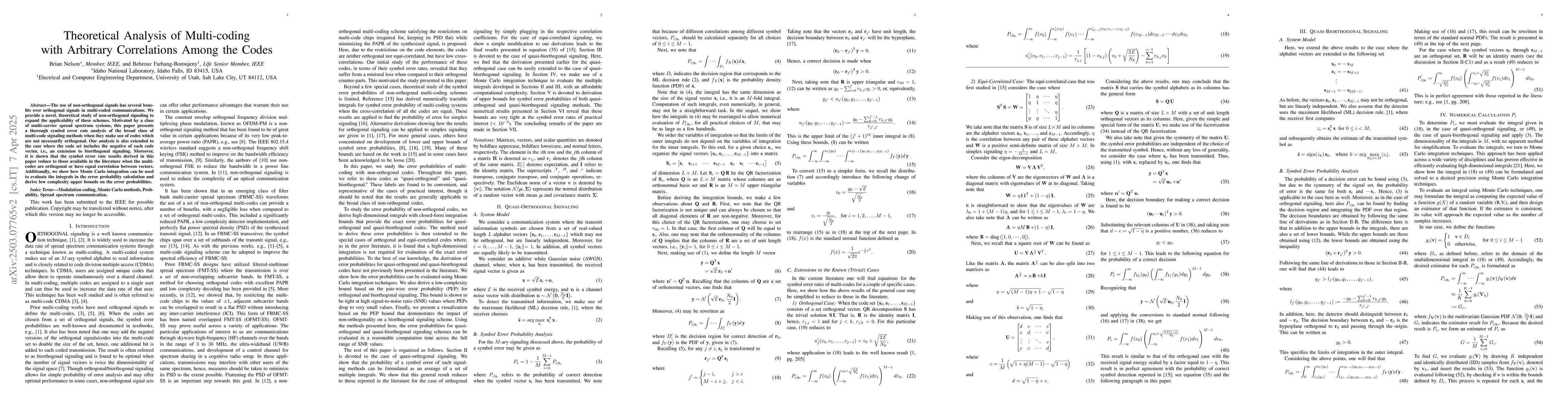Thumbnail for Theoretical Analysis of Multi-coding with Non-orthogonal Signaling