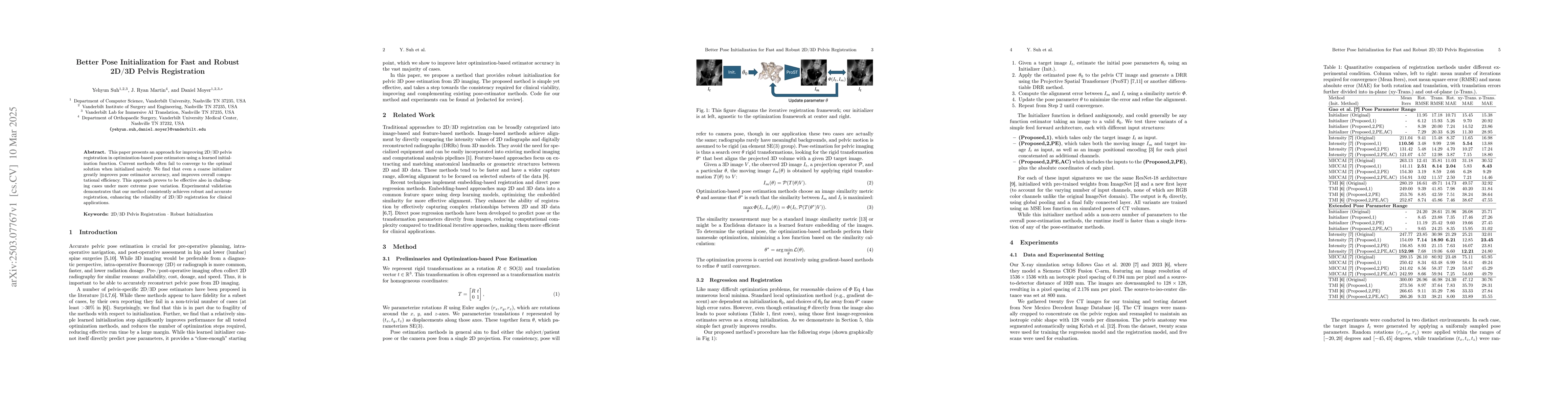 Thumbnail for Better Pose Initialization for Fast and Robust 2D/3D Pelvis Registration