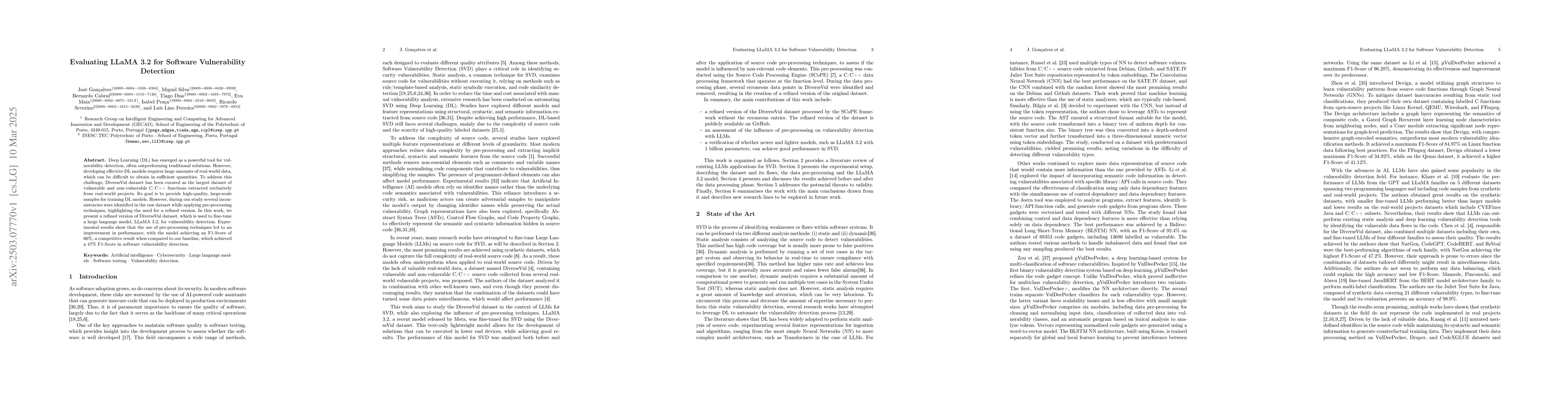 Thumbnail for Evaluating LLaMA 3.2 for Software Vulnerability Detection