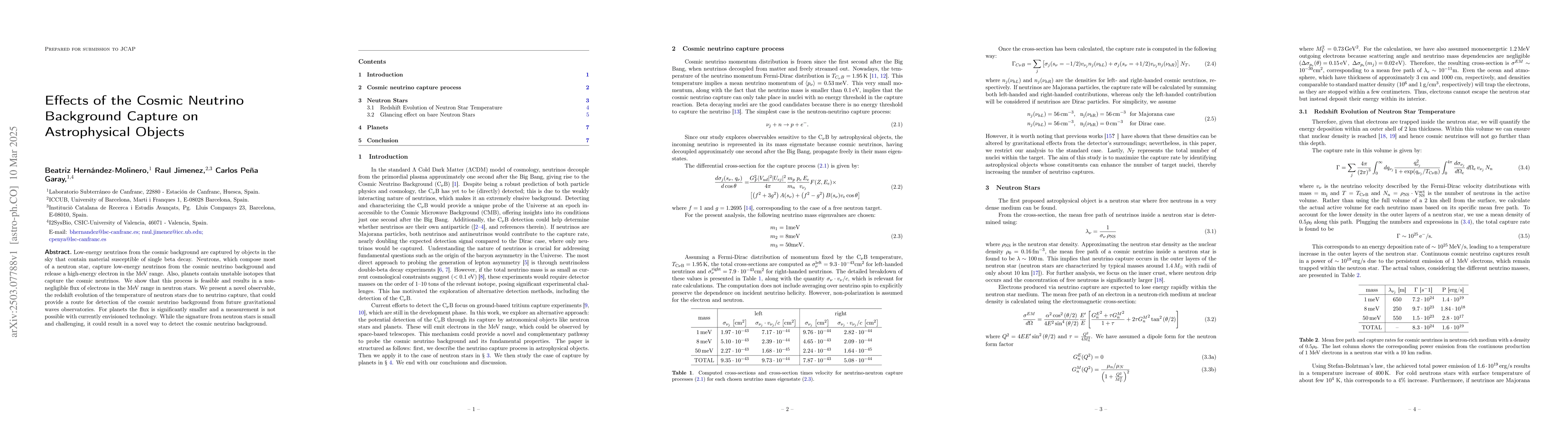 Thumbnail for Effects of the Cosmic Neutrino Background Capture on Astrophysical
  Objects