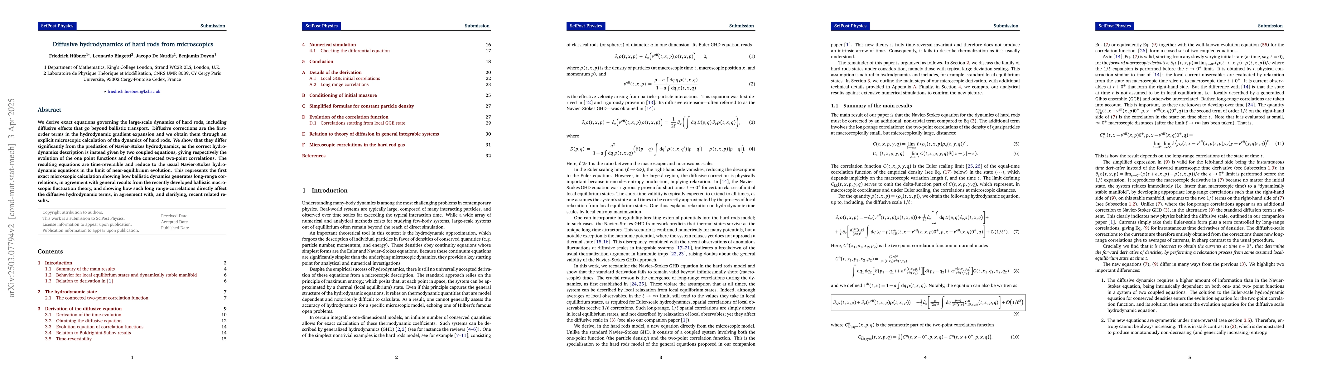 Thumbnail for Diffusive hydrodynamics of hard rods from microscopics