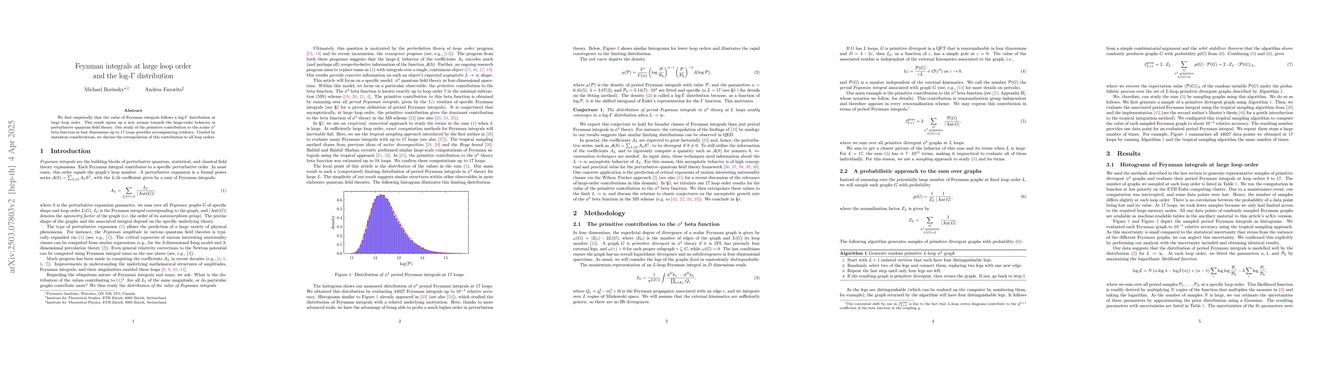 Thumbnail for Feynman integrals at large loop order and the $\log$-$Γ$
  distribution
