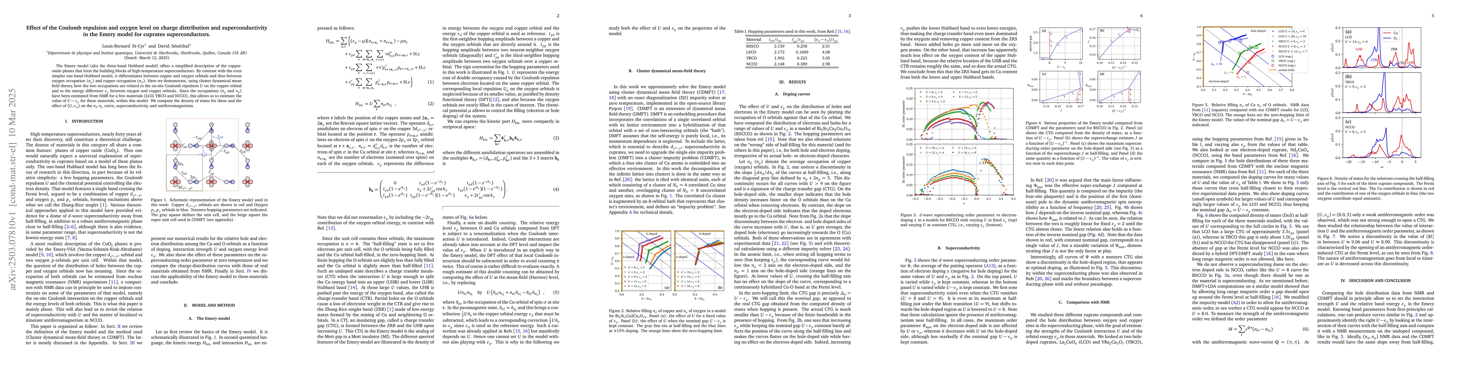 Thumbnail for Effect of the Coulomb repulsion and oxygen level on charge distribution
  and superconductivity in the Emery model for cuprates superconductors