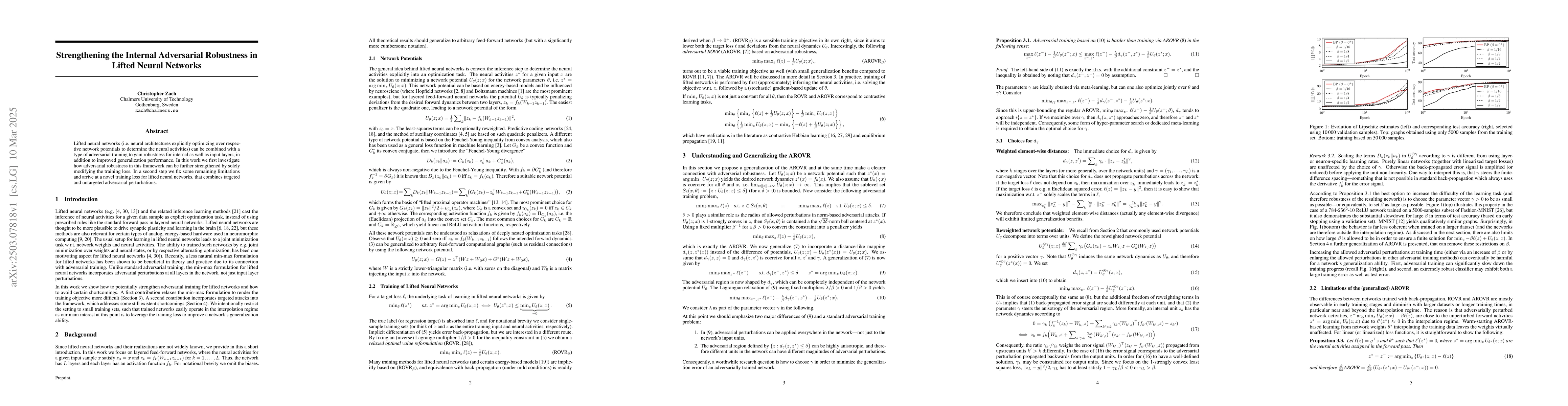 Thumbnail for Strengthening the Internal Adversarial Robustness in Lifted Neural
  Networks