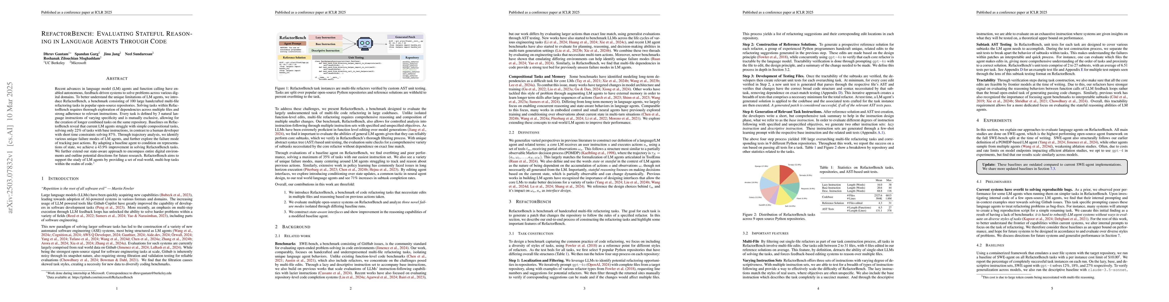 Thumbnail for RefactorBench: Evaluating Stateful Reasoning in Language Agents Through
  Code