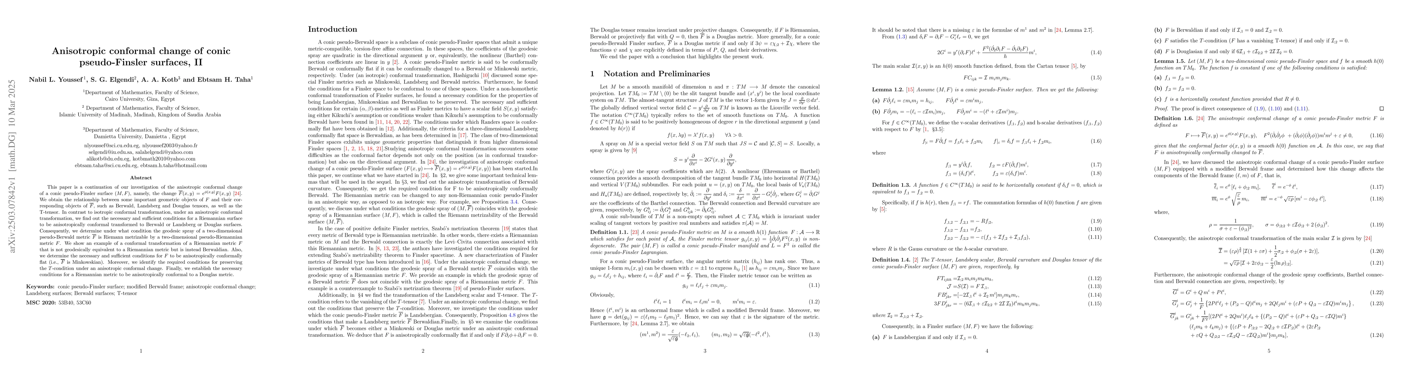 Thumbnail for Anisotropic conformal change of conic pseudo-Finsler surfaces, II