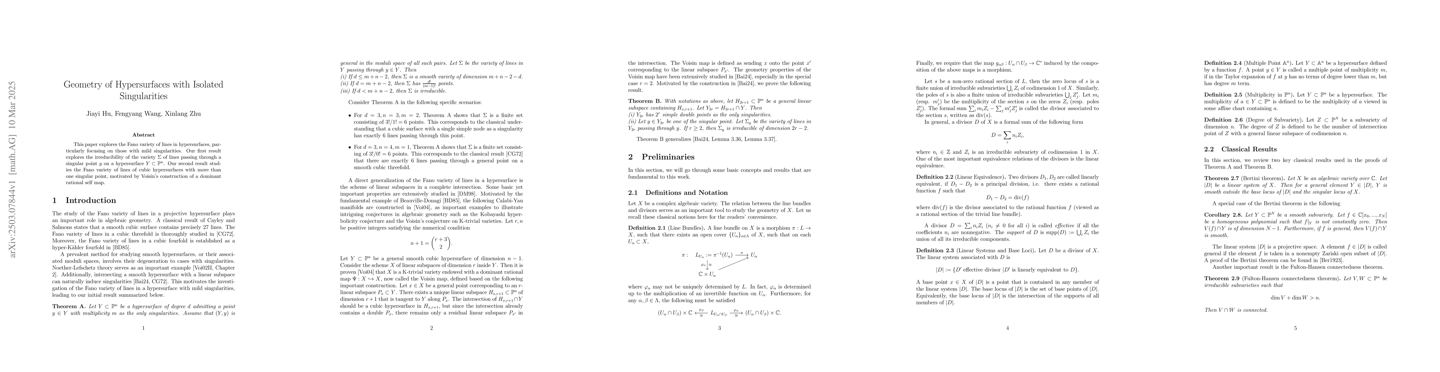 Thumbnail for Geometry of Hypersurfaces with Isolated Singularities