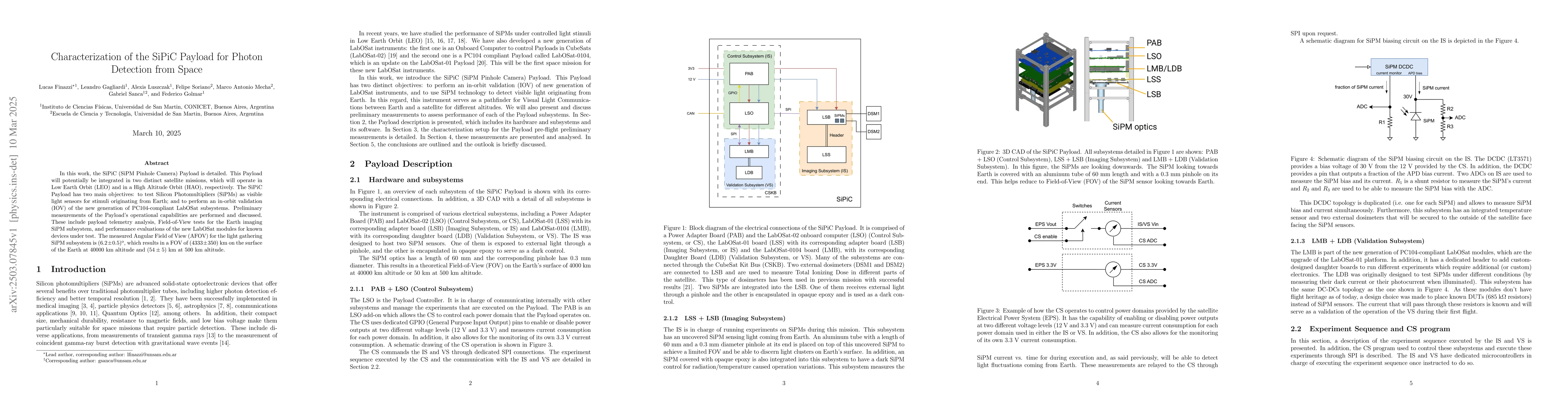 Thumbnail for Characterization of the SiPiC Payload for Photon Detection from Space
