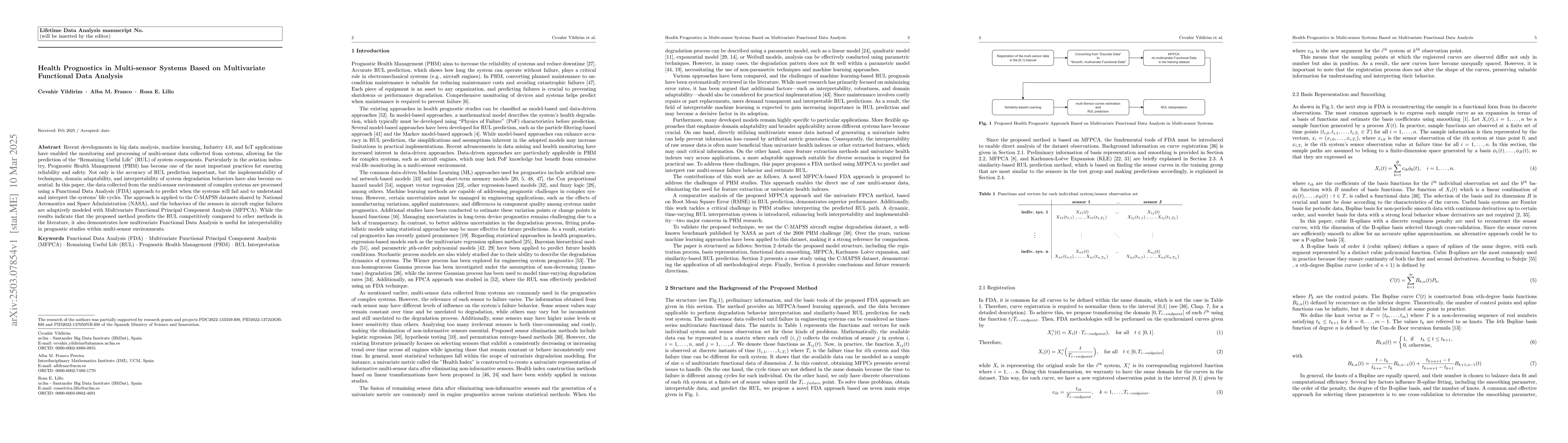 Thumbnail for Health Prognostics in Multi-sensor Systems Based on Multivariate
  Functional Data Analysis