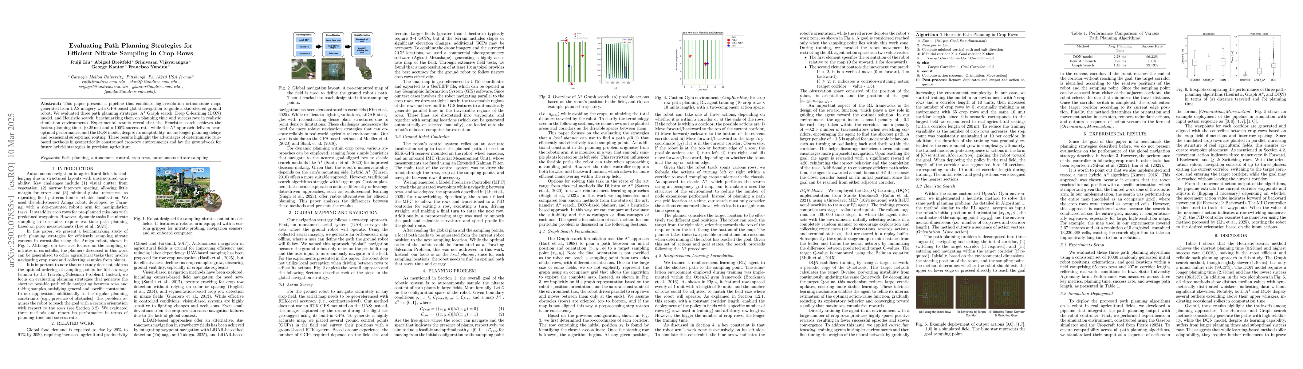 Thumbnail for Evaluating Path Planning Strategies for Efficient Nitrate Sampling in
  Crop Rows