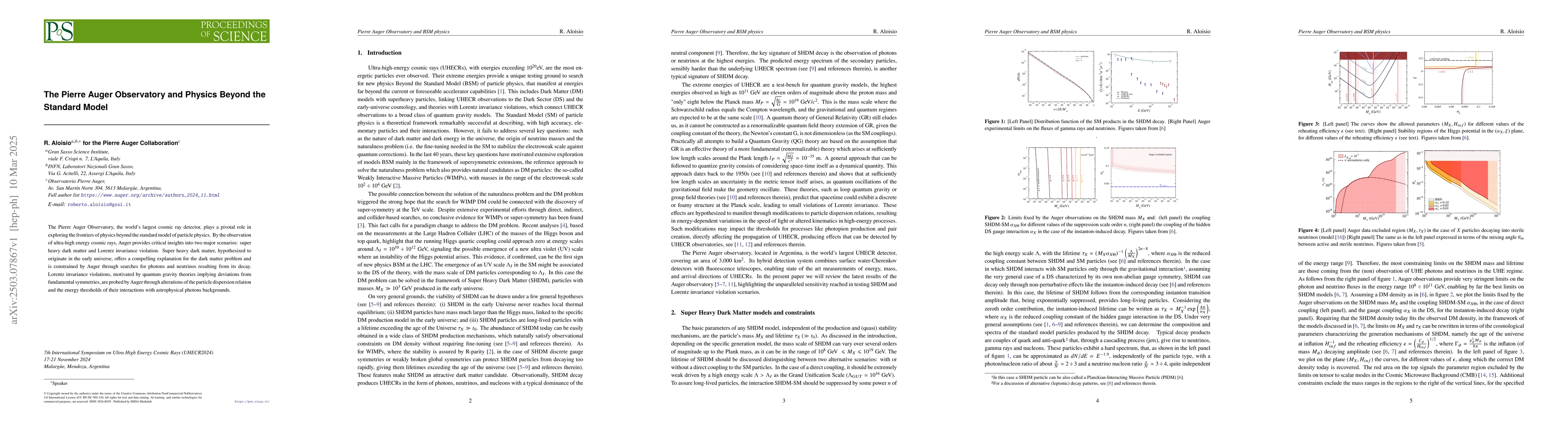 Thumbnail for The Pierre Auger Observatory and Physics Beyond the Standard Mode