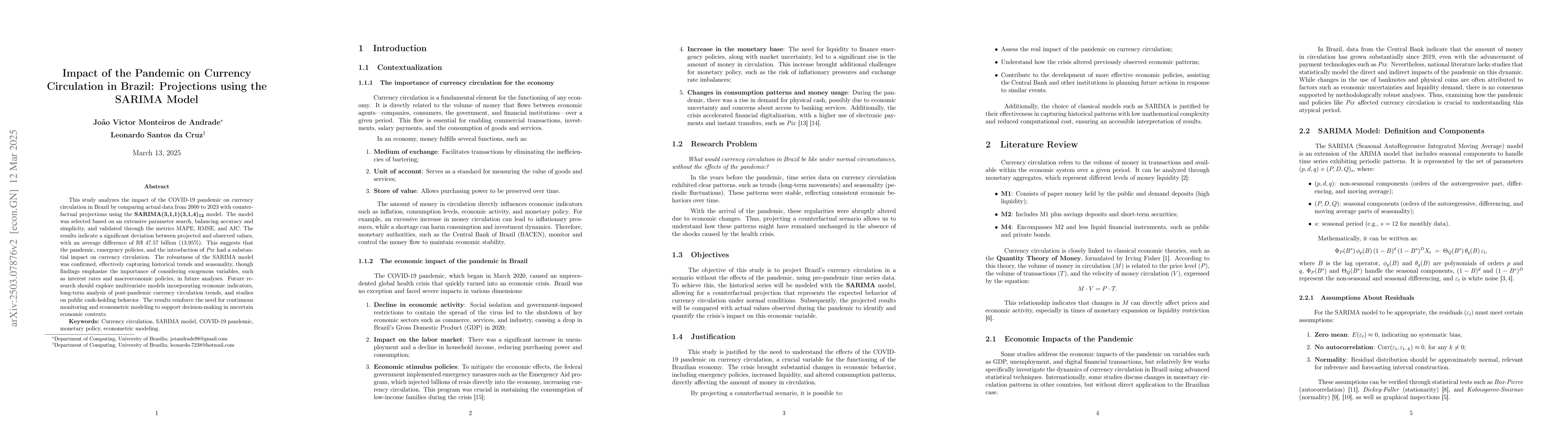 Thumbnail for Impact of the Pandemic on Currency Circulation in Brazil: Projections
  using the SARIMA Model