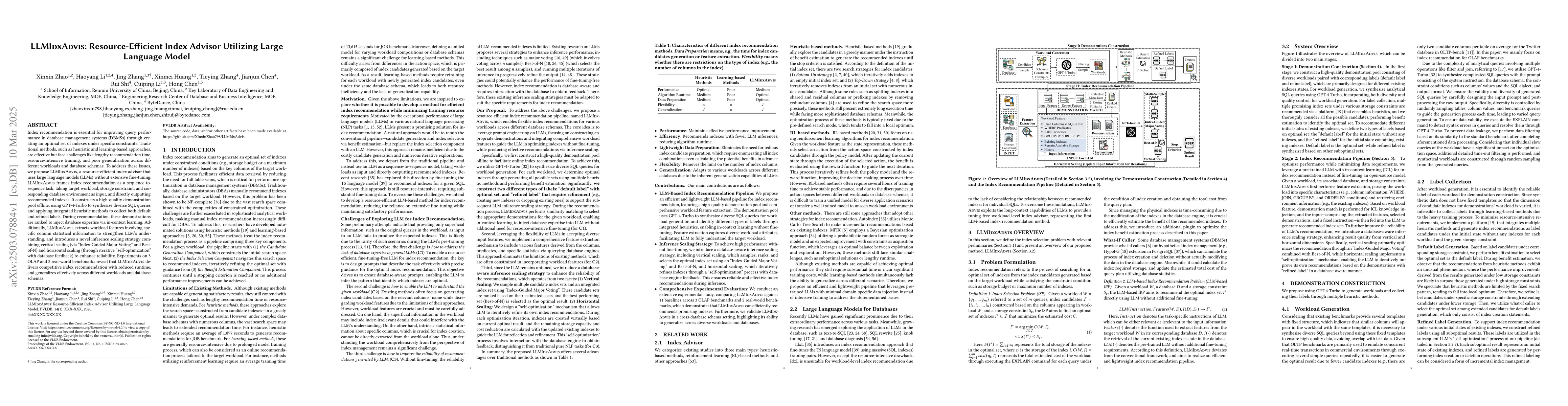 Thumbnail for LLMIdxAdvis: Resource-Efficient Index Advisor Utilizing Large Language
  Model