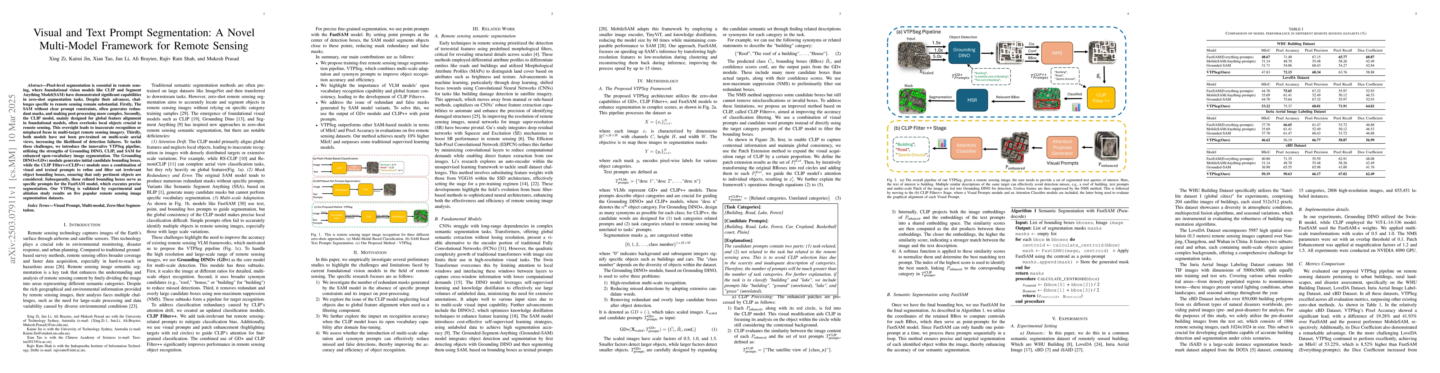 Thumbnail for Visual and Text Prompt Segmentation: A Novel Multi-Model Framework for
  Remote Sensing