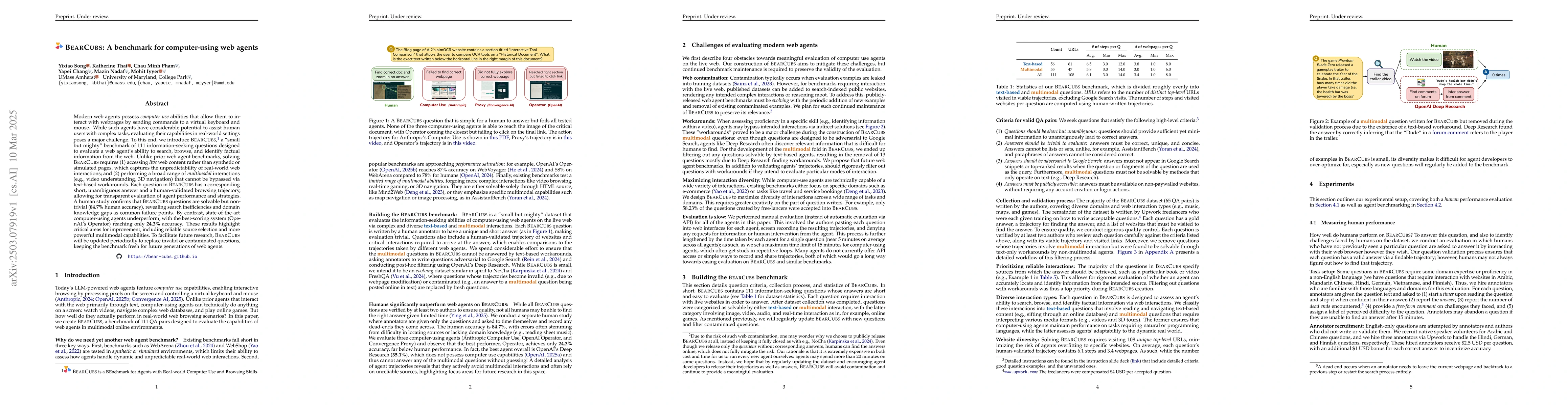 Thumbnail for BEARCUBS: A benchmark for computer-using web agents