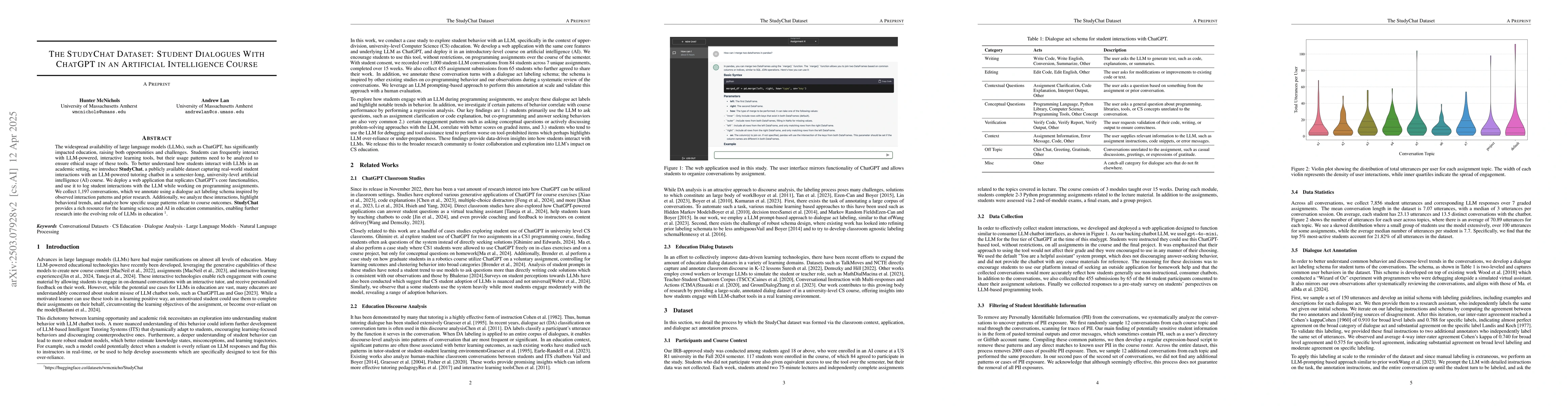 Thumbnail for The StudyChat Dataset: Student Dialogues With ChatGPT in an Artificial
  Intelligence Course