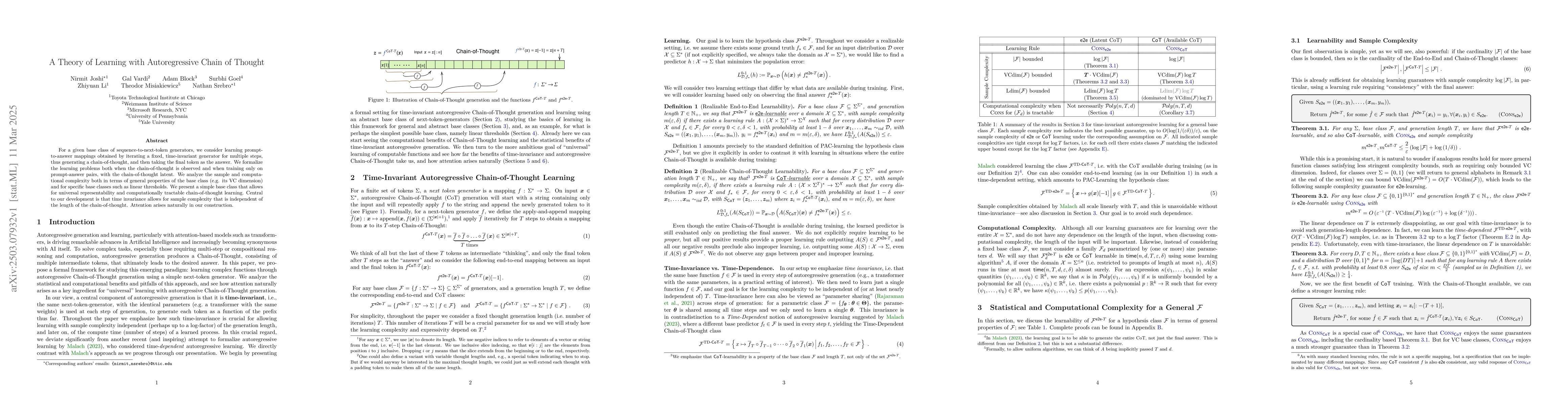 Thumbnail for A Theory of Learning with Autoregressive Chain of Thought