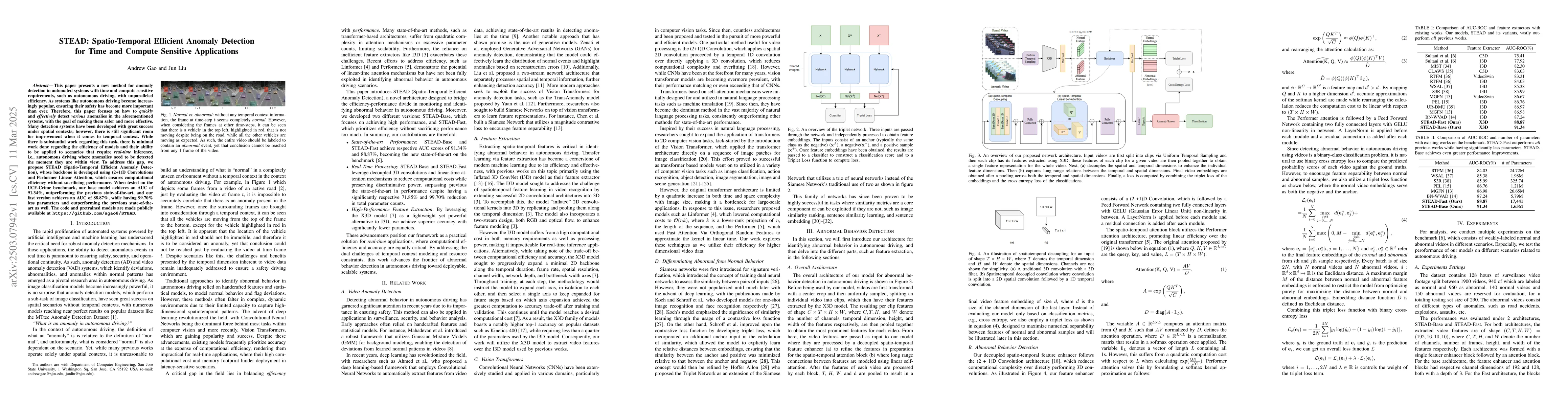 Thumbnail for STEAD: Spatio-Temporal Efficient Anomaly Detection for Time and Compute
  Sensitive Applications