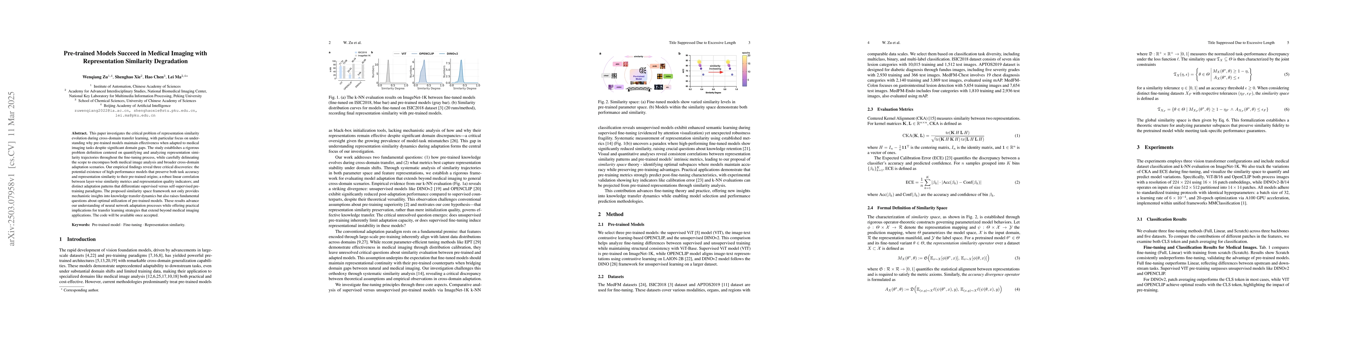 Thumbnail for Pre-trained Models Succeed in Medical Imaging with Representation
  Similarity Degradation