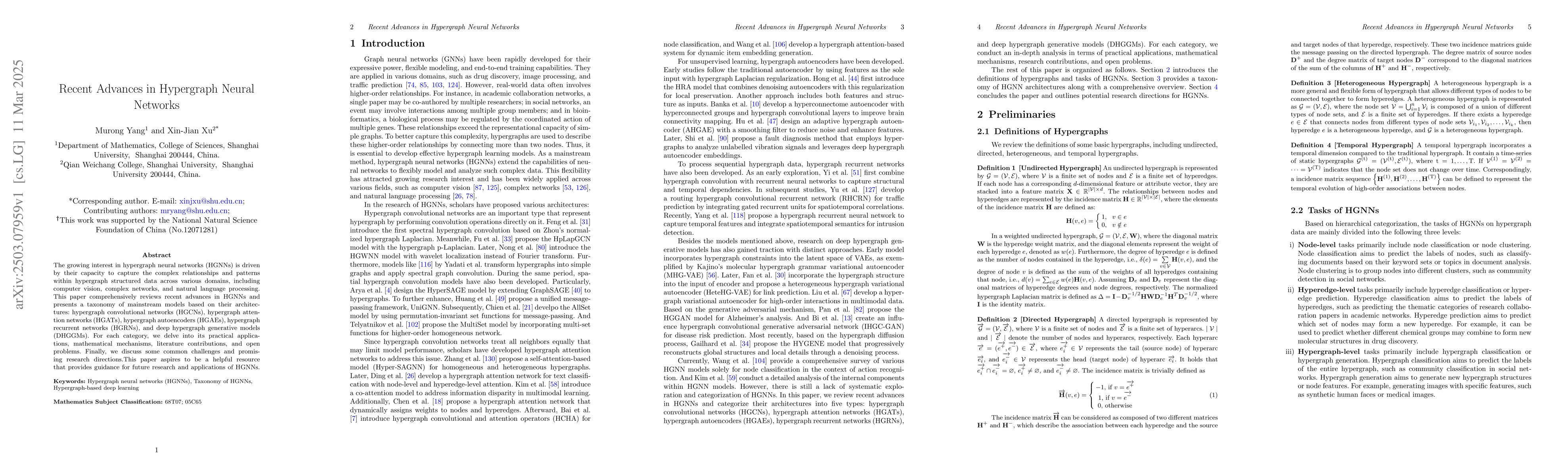 Thumbnail for Recent Advances in Hypergraph Neural Networks