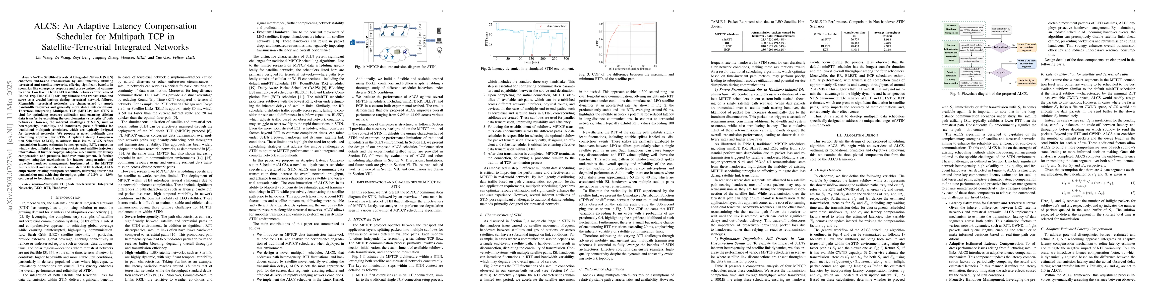 Thumbnail for ALCS: An Adaptive Latency Compensation Scheduler for Multipath TCP in
  Satellite-Terrestrial Integrated Networks