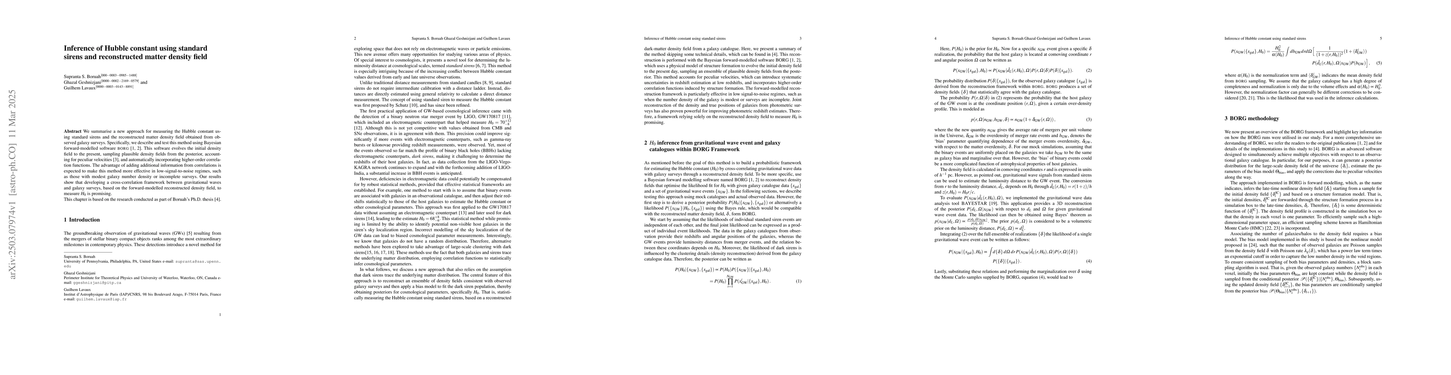 Thumbnail for Inference of Hubble constant using standard sirens and reconstructed
  matter density field