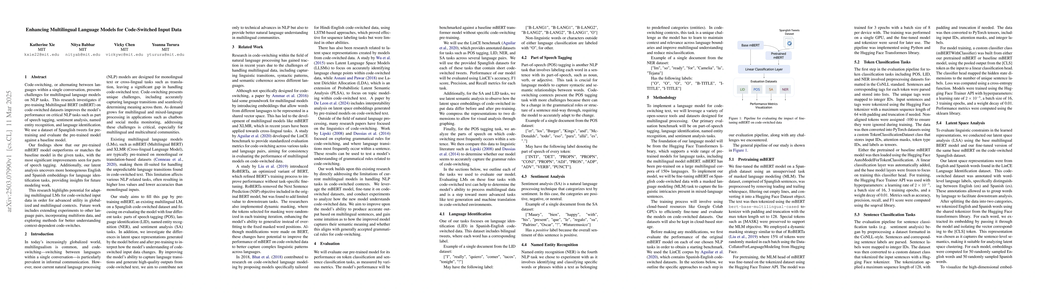 Thumbnail for Enhancing Multilingual Language Models for Code-Switched Input Data
