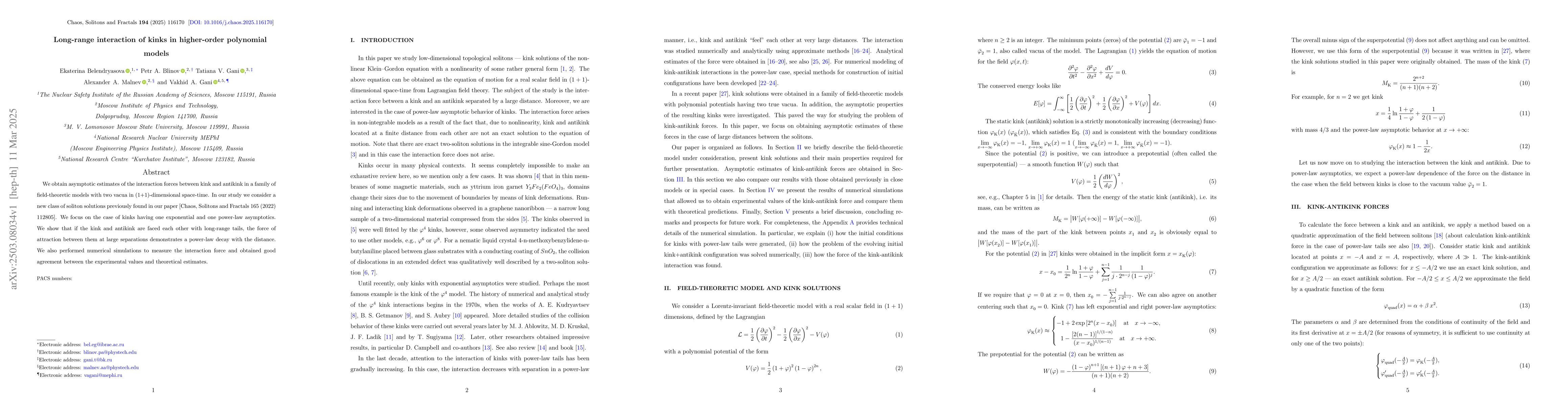 Thumbnail for Long-range interaction of kinks in higher-order polynomial models