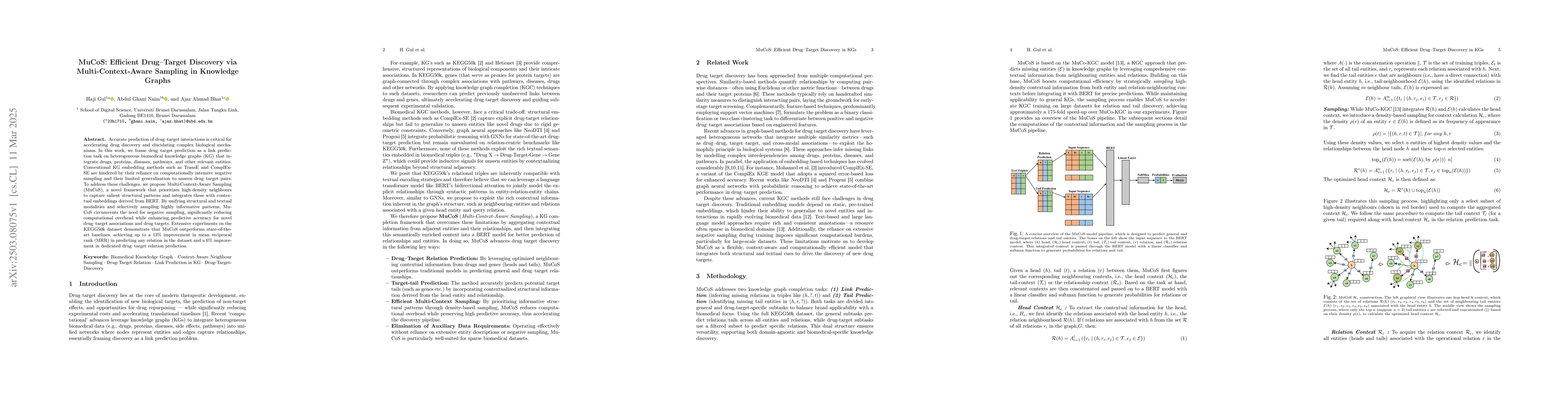 Thumbnail for MuCoS: Efficient Drug Target Discovery via Multi Context Aware Sampling
  in Knowledge Graphs