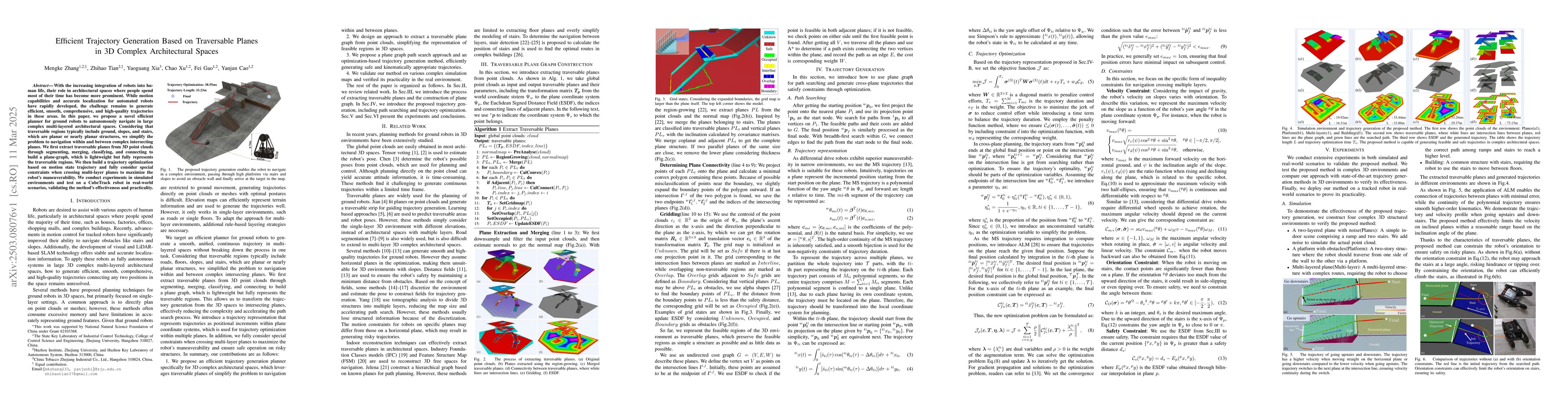 Thumbnail for Efficient Trajectory Generation Based on Traversable Planes in 3D
  Complex Architectural Spaces