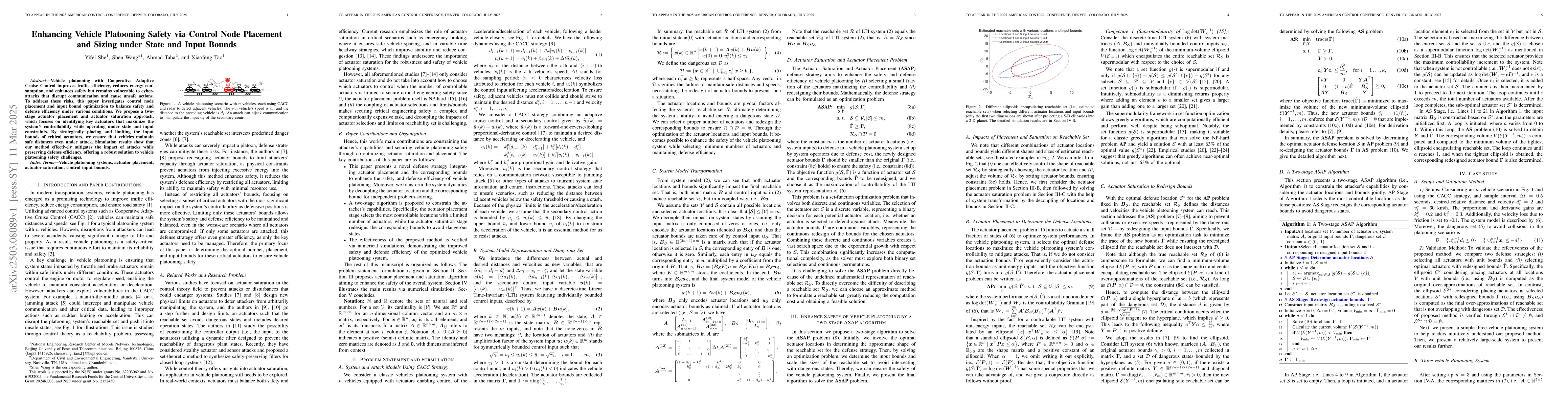 Thumbnail for Enhancing Vehicle Platooning Safety via Control Node Placement and
  Sizing under State and Input Bounds