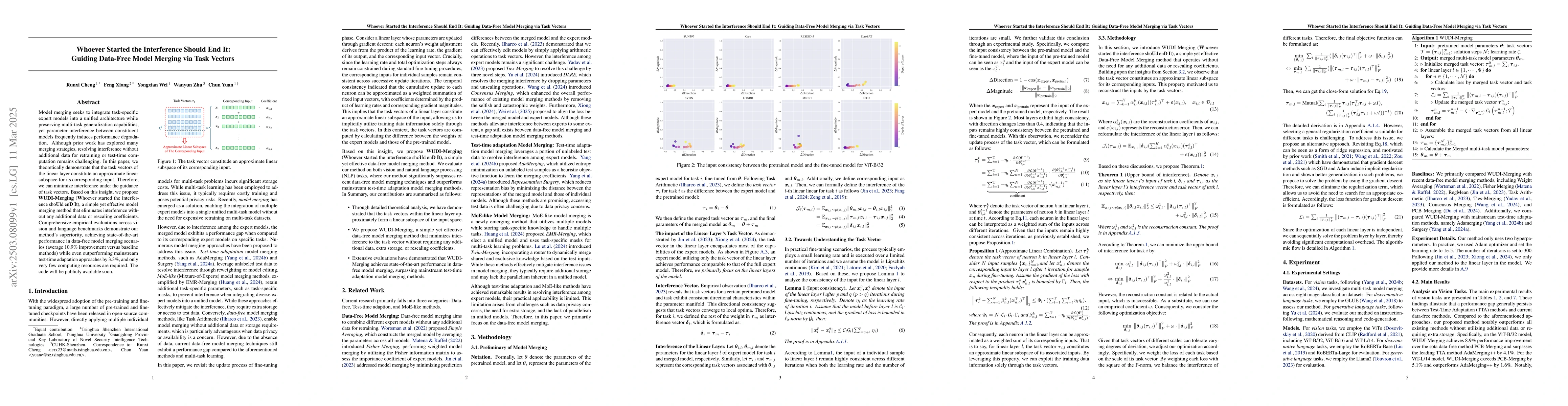 Thumbnail for Whoever Started the Interference Should End It: Guiding Data-Free Model
  Merging via Task Vectors