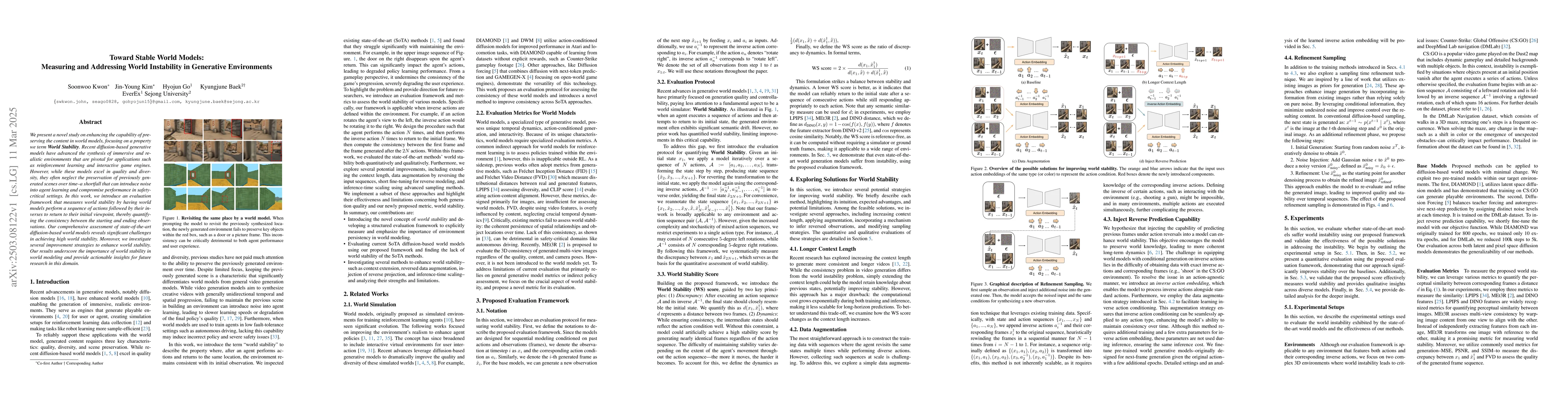 Thumbnail for Toward Stable World Models: Measuring and Addressing World Instability
  in Generative Environments