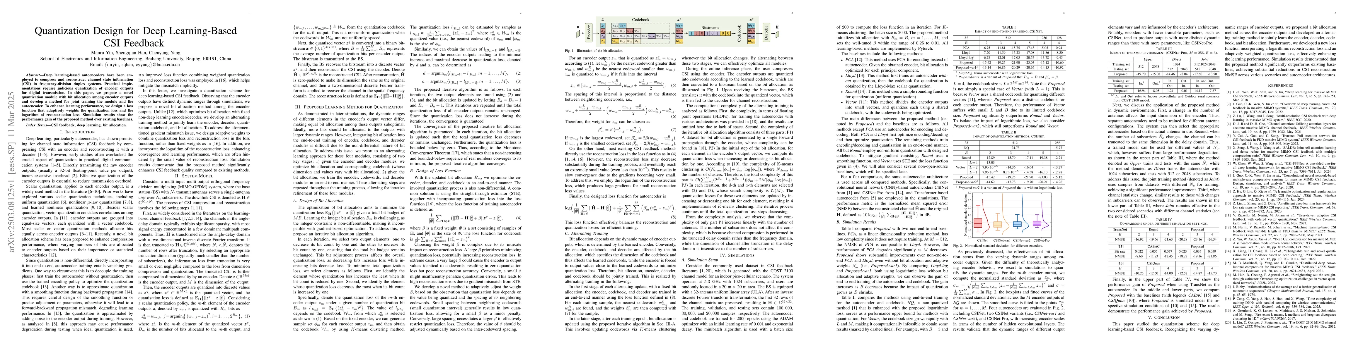 Thumbnail for Quantization Design for Deep Learning-Based CSI Feedback