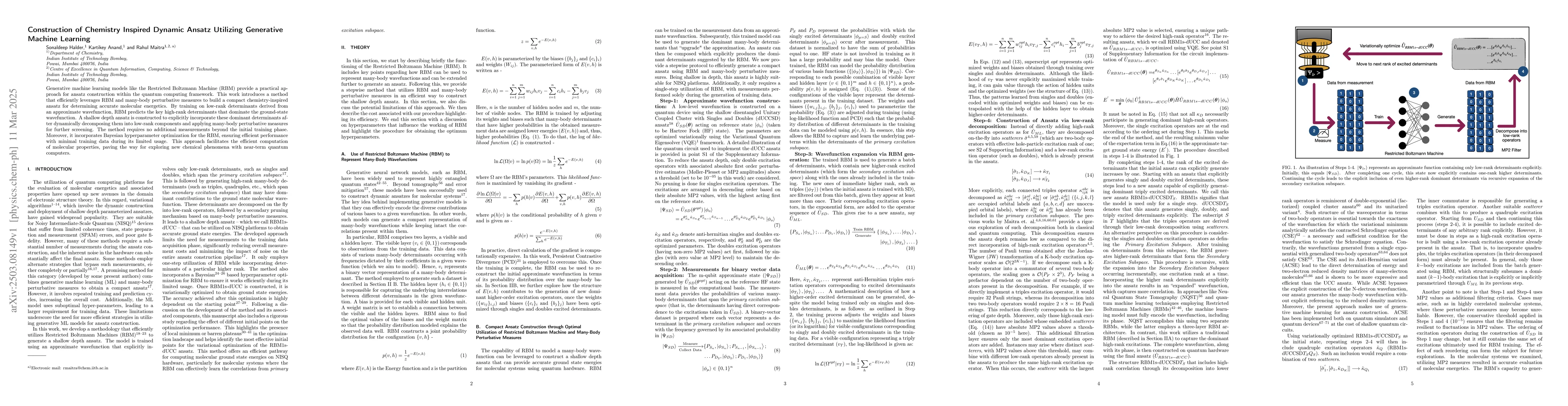 Thumbnail for Construction of Chemistry Inspired Dynamic Ansatz Utilizing Generative
  Machine Learning