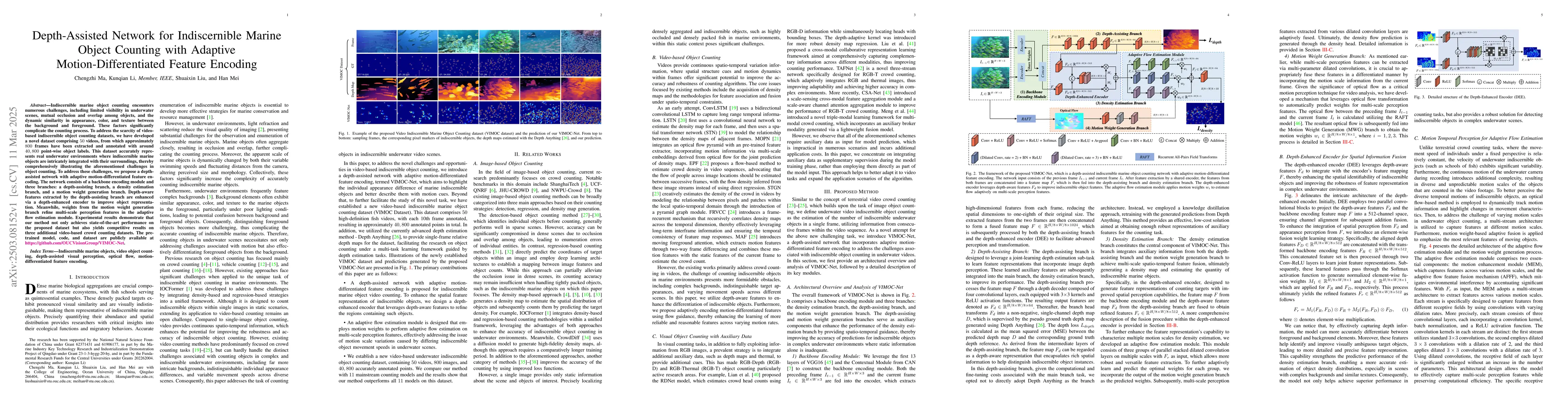 Thumbnail for Depth-Assisted Network for Indiscernible Marine Object Counting with
  Adaptive Motion-Differentiated Feature Encoding