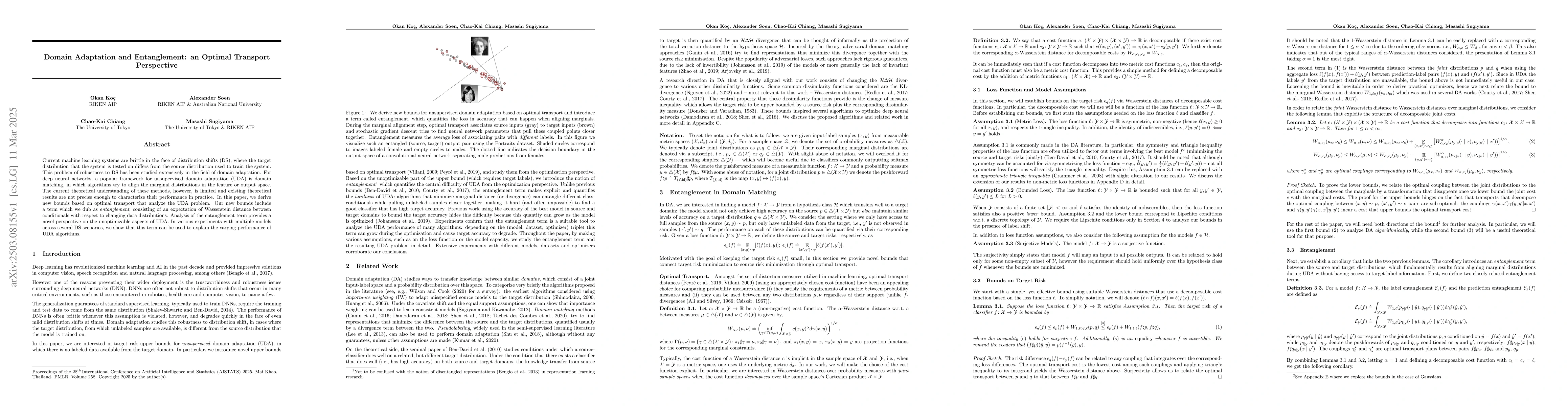 Thumbnail for Domain Adaptation and Entanglement: an Optimal Transport Perspective