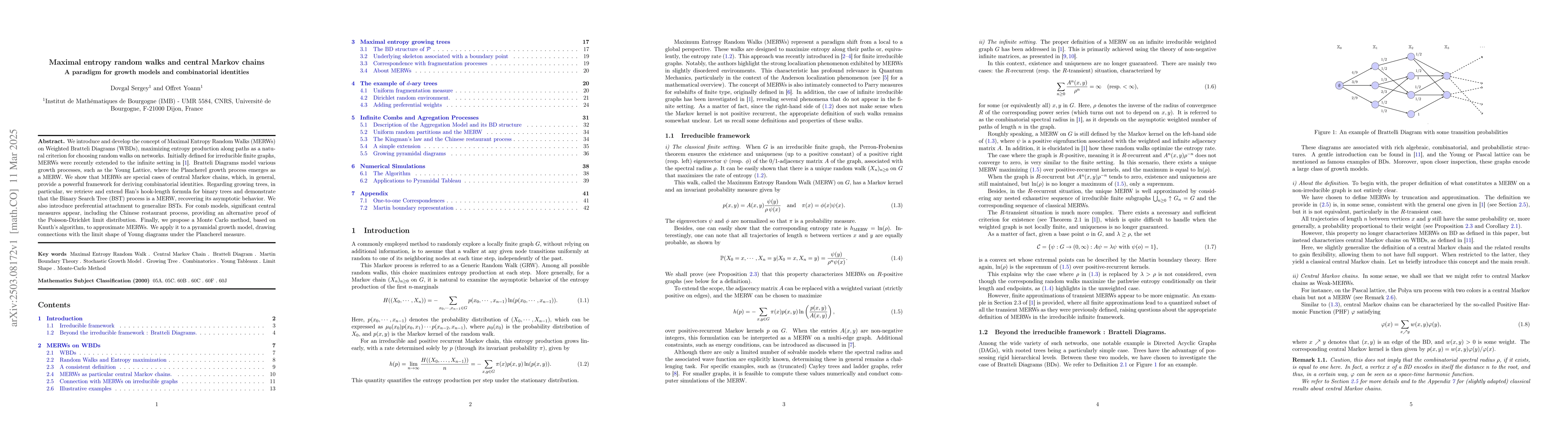 Thumbnail for Maximal entropy random walks and central Markov chains
