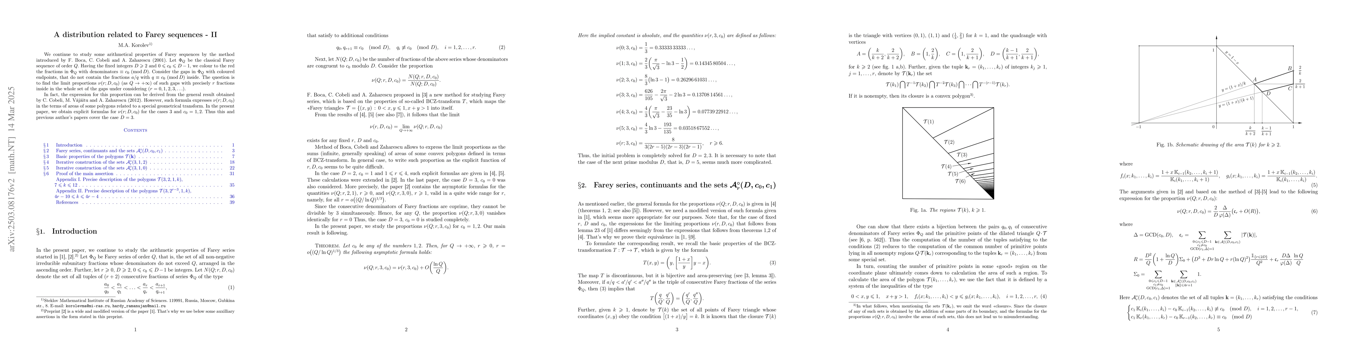 Thumbnail for A distribution related to Farey sequences -- II