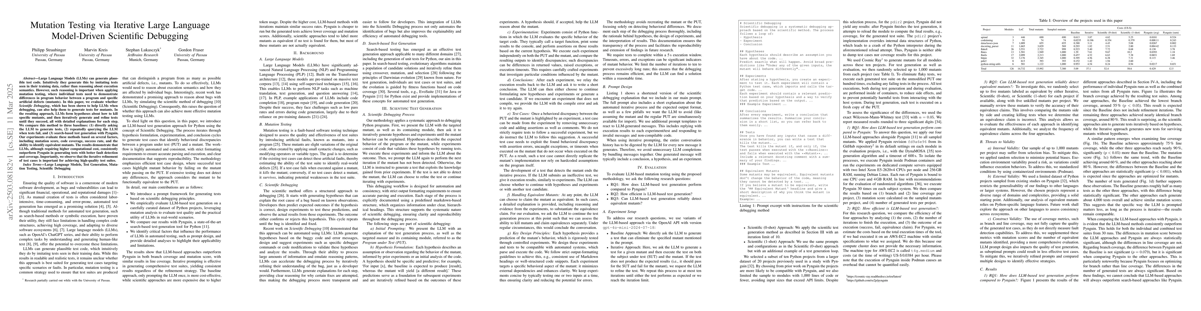 Thumbnail for Mutation Testing via Iterative Large Language Model-Driven Scientific
  Debugging